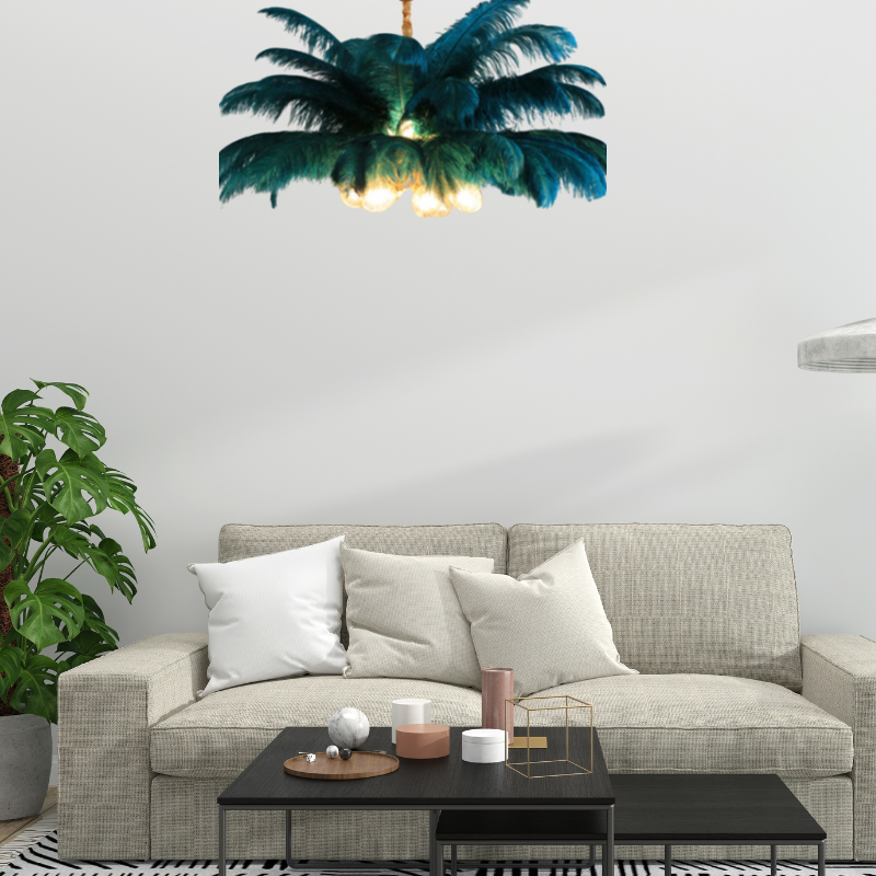 O'Moore Nordic Luxury Pendant Light, Brass/Feather - Lamp Copper