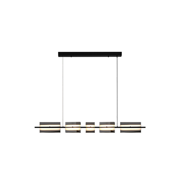 Arisha Modern Nordic Linear Copper/Glass Pendant Light, Brass/Black - Lamp Copper