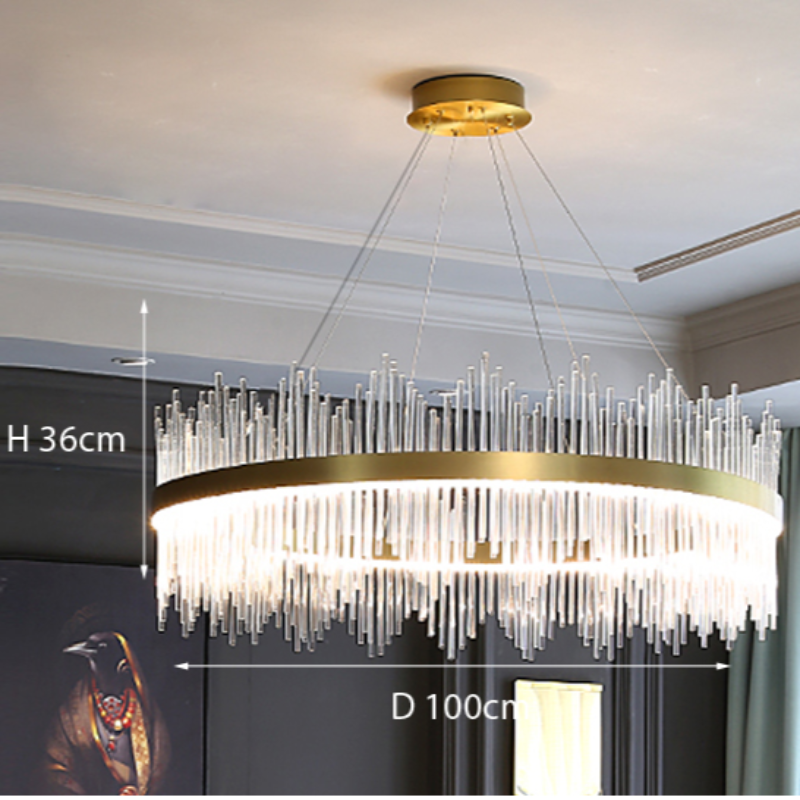 Kristy Modern Round/Rectangular Chain Chandelier, Gold - Lamp Copper