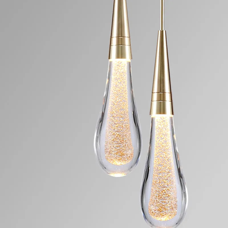 Kristy Pendant Light Crystal & Glass Droplet, Gold - Lamp Copper