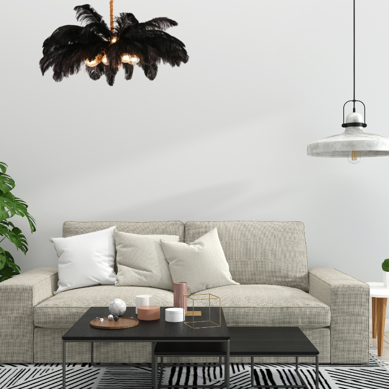 O'Moore Nordic Luxury Pendant Light, Brass/Feather - Lamp Copper