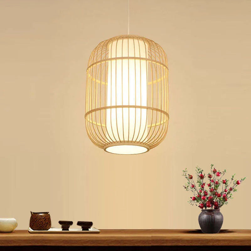 Kuro Hand-Woven Knitted Rattan Bamboo Vintage Pendant Light - Lamp Copper