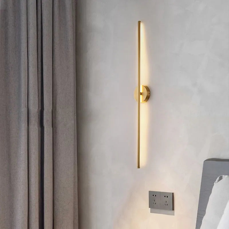 Fauro Modern Linear Metal&Silica Gel Wall Mount Lamps, Gold - Lamp Copper