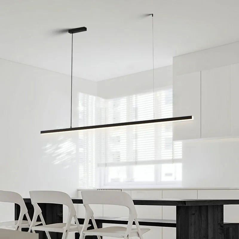 Arisha Minimalist Linear Metal Pendant Light, White/Black - Lamp Copper