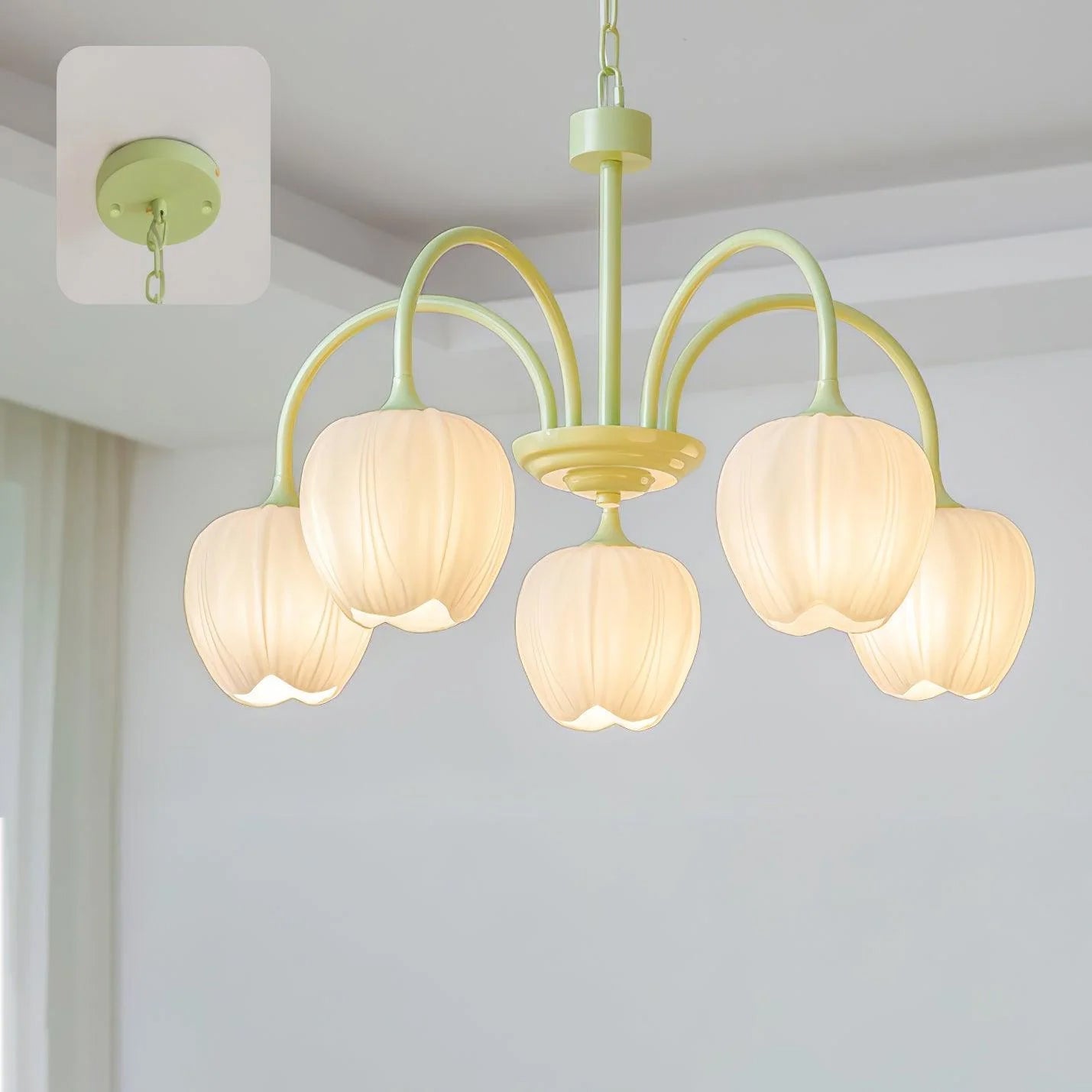Tulip Fresh Chandeliers Glass - Lamp Copper
