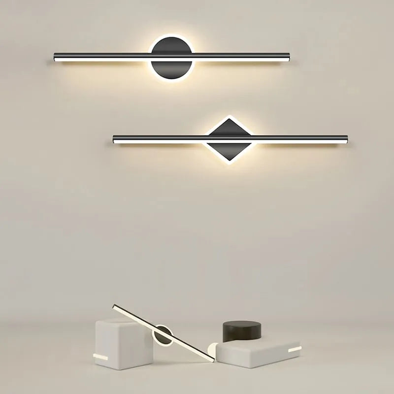 Arisha LED Linear Mirror Front Vanity Wall Lamp, Black/Gold - Lamp Copper