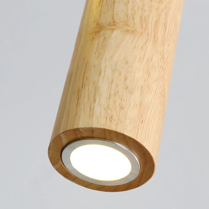 Muto Cylindrical Wood Pendant Light, for Bedroom & Kitchen Island - Lamp Copper