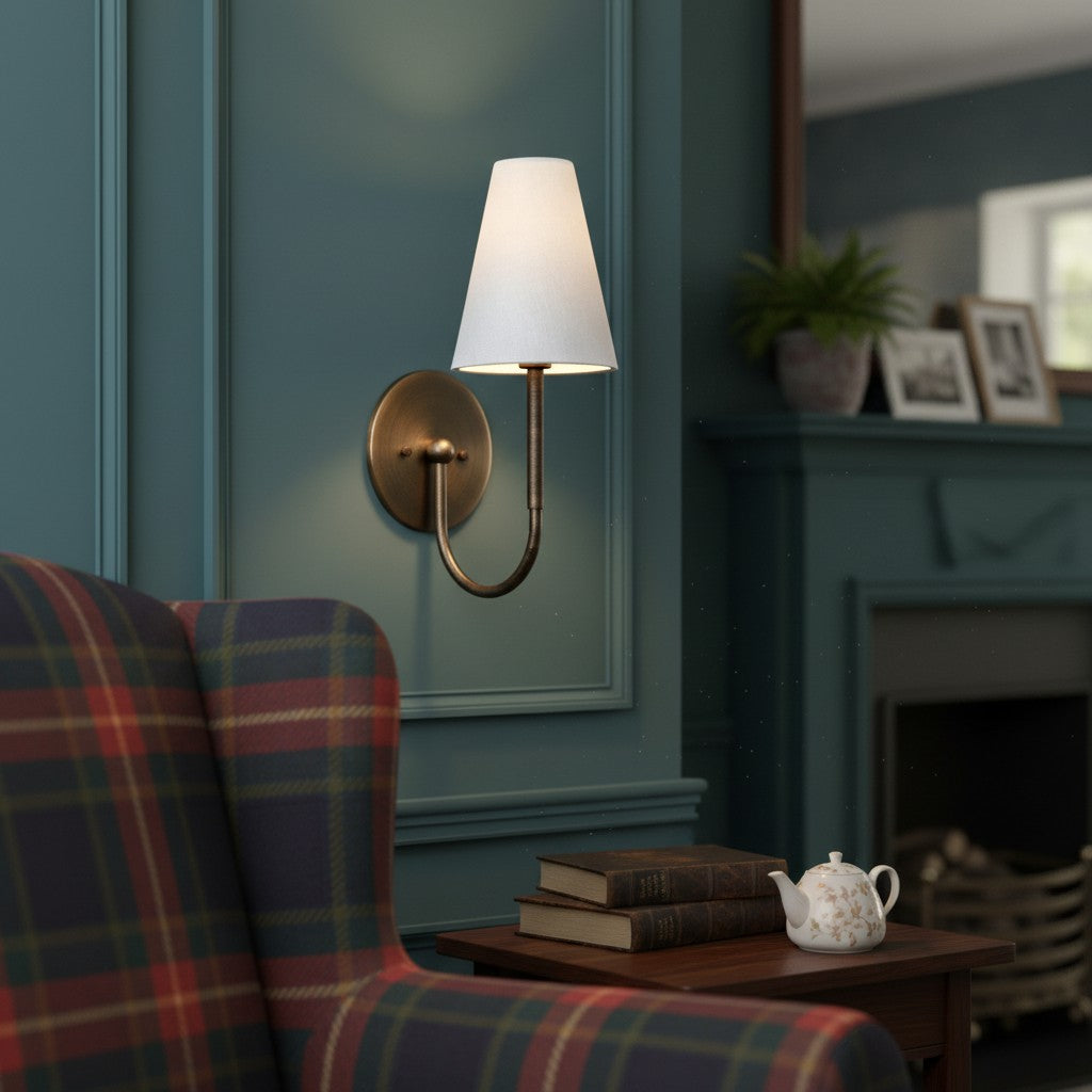 Disc Traditional Linen Wall Sconce Bedrooms