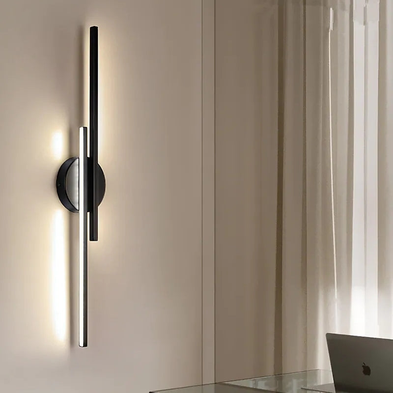 Elgo Modern Nordic Disc/Linear Metal LED Wall Lamp, Black/White - Lamp Copper