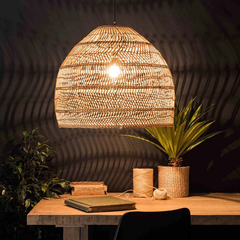 Lian Rattan Bamboo Lampshade Hand Knitted Pendant Light - Lamp Copper