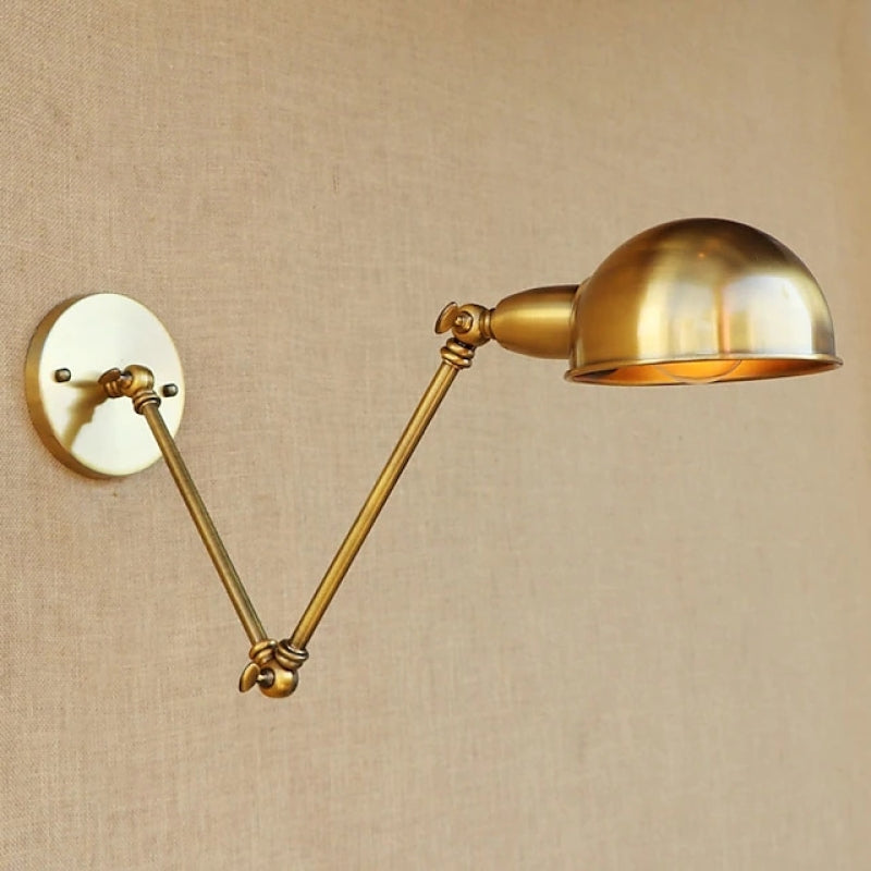 Epoch Vintage Semi-sphere Metal Swing Arm Foldable Wall Lamp, Bronze - Lamp Copper