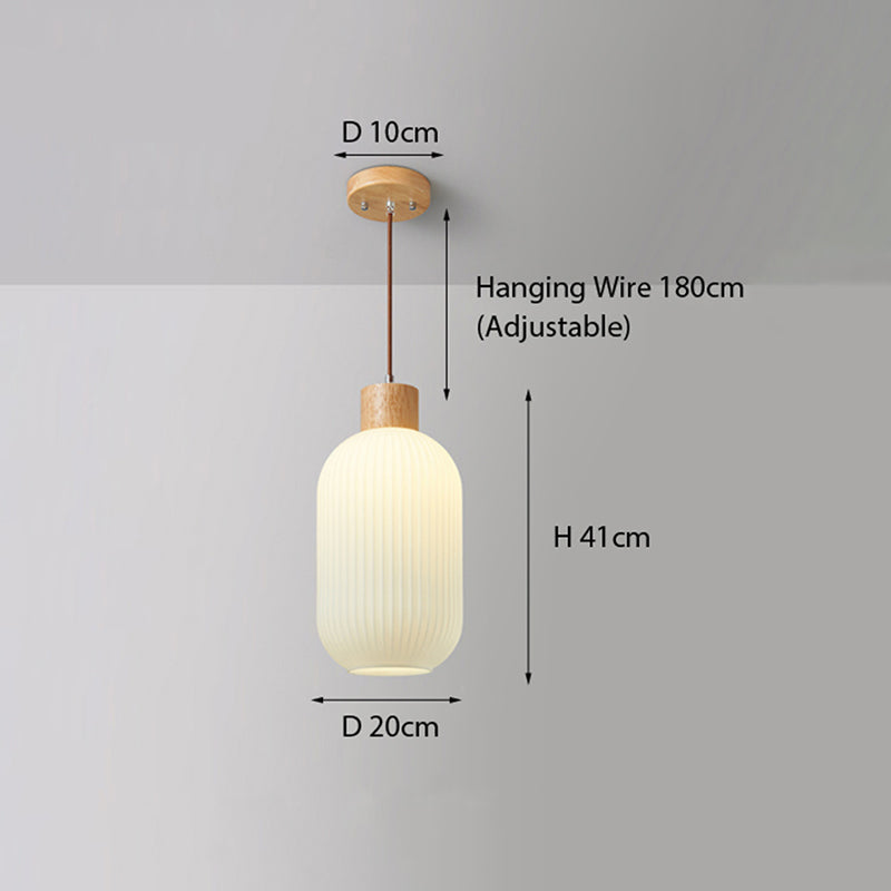 Muto Modern Wood/Glass Pendant Light, White - Lamp Copper