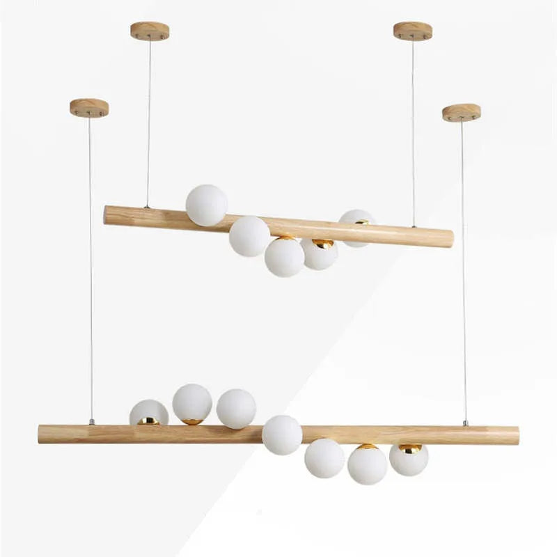 Valentina Glass Bubble Pendant Light Wood/Walnut - Lamp Copper