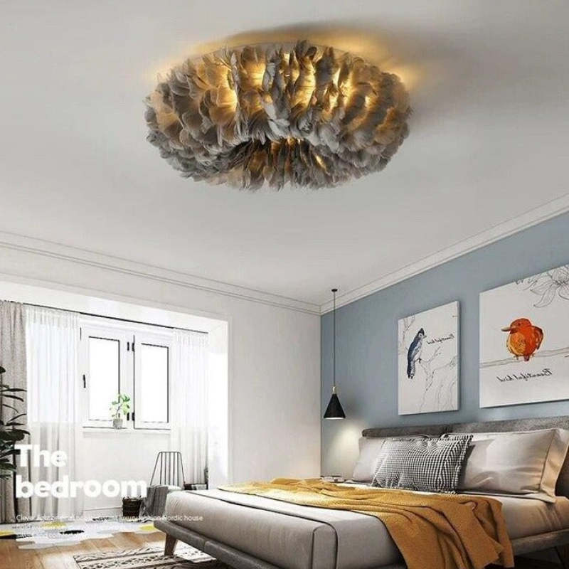 O'Moore Swan Feather Round Ceiling Light - Lamp Copper
