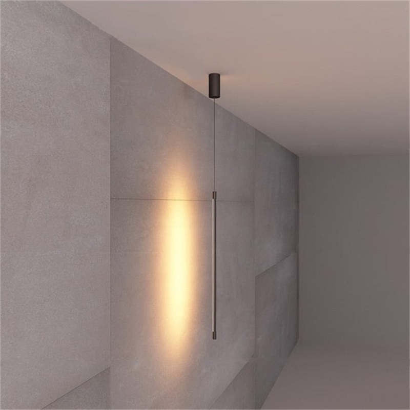 Erix Minimalist Linear Pendant Light Bedside, Black - Lamp Copper