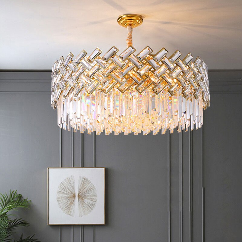 Kristy Luxury Gold Chandelier, Crystal & Metal - Lamp Copper