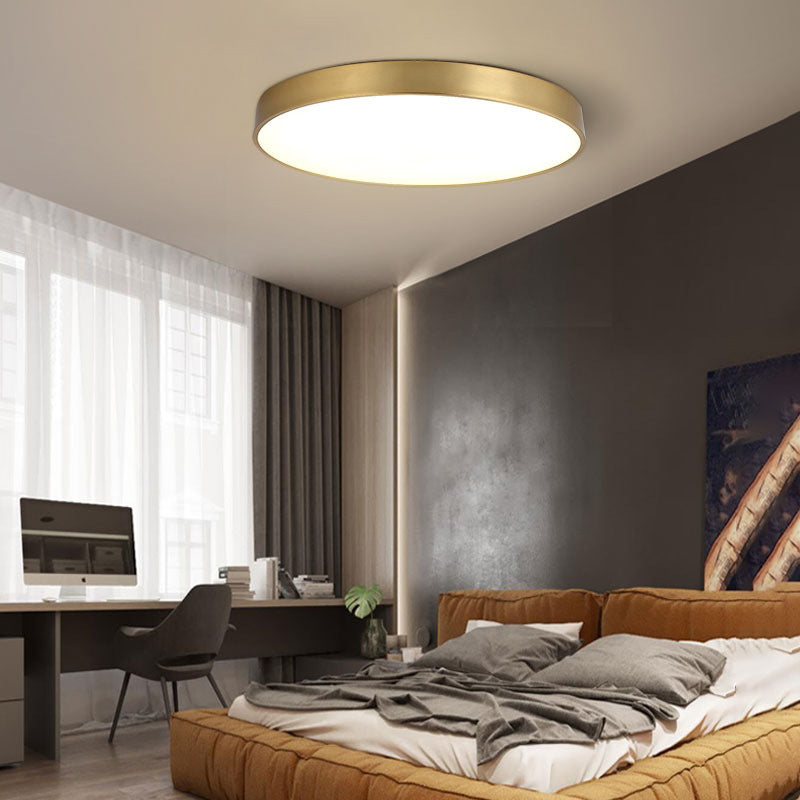 Arisha Nordic LED Gold Round Ceiling Light, Metal & Acrylic - Lamp Copper