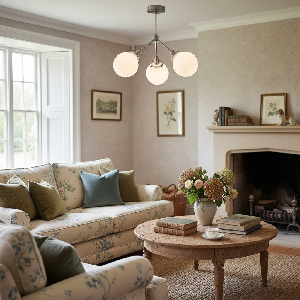 Pearl Globe Ceiling Light with Opal Shade