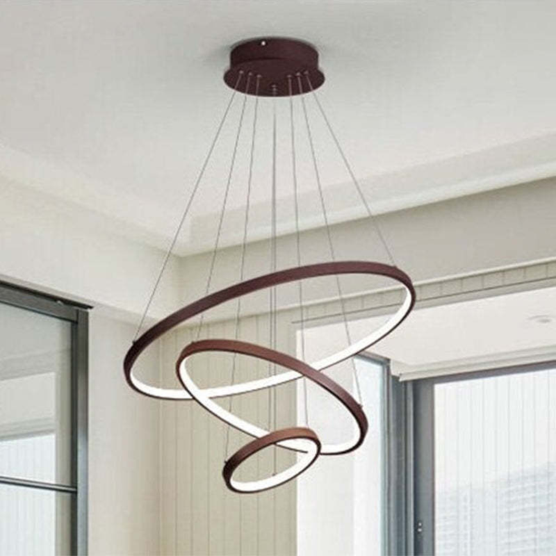 Aluna Pendant Light, Inner Ring Illuminated, White/Black/Gold - Lamp Copper