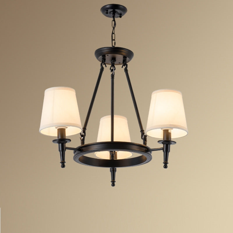 Silva vintage Ring Metal/Fabric Chandelier, Black/Copper - Lamp Copper