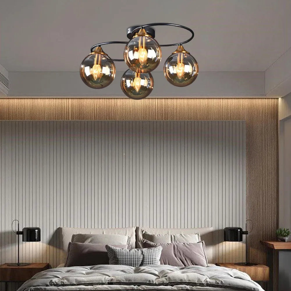Valentina Nordic Bubble Glass Ceiling Light, Gray/Amber - Lamp Copper