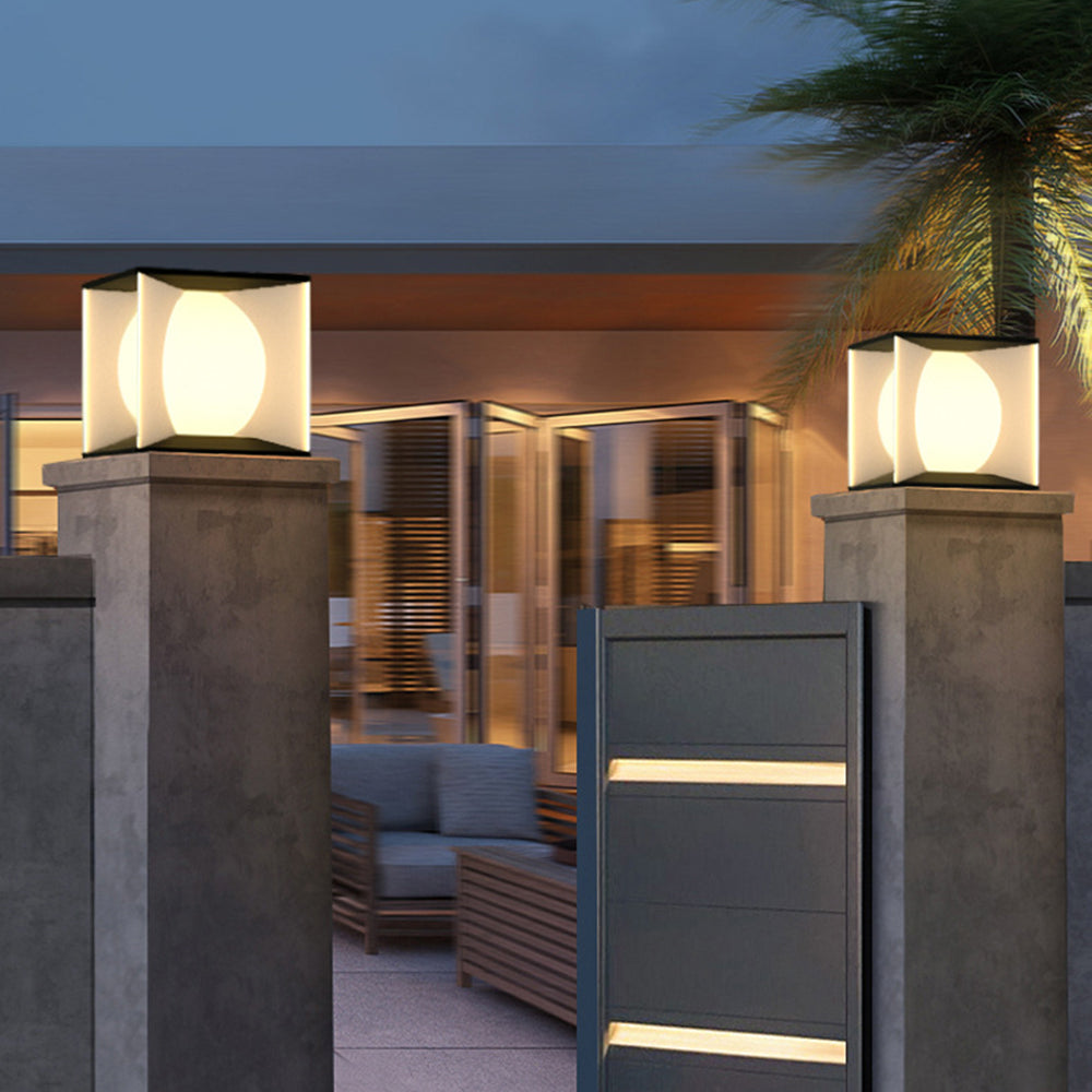 Ray Modern Moon Outdoor Pier-Mount Pillar Light - Lamp Copper