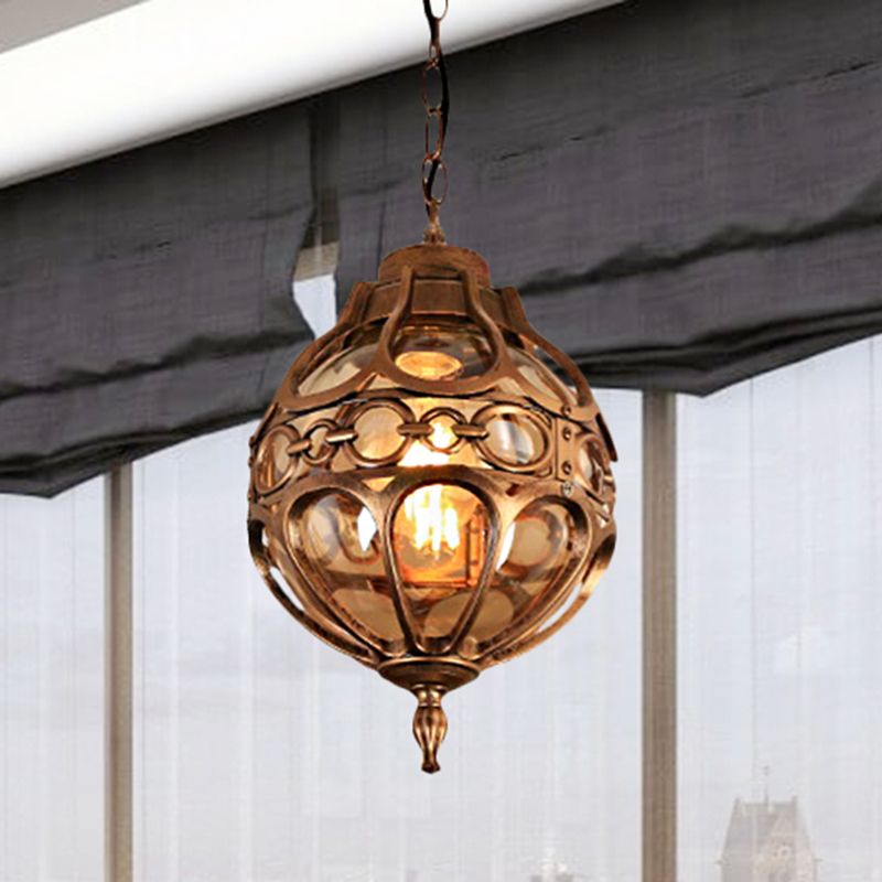 Silva Loft Sphere Vintage Farmhouse Rustic Pendant Light Black/Bronze Dining Room - Lamp Copper