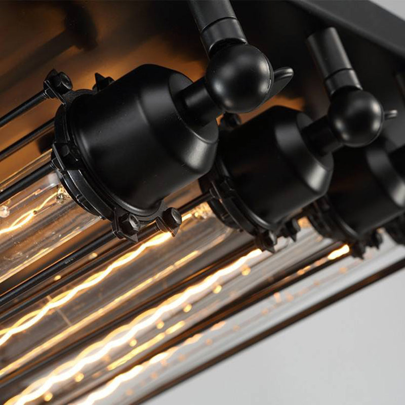 Austin Vintage Tubed Metal Flush Mount Ceiling Light, Black, Living Room - Lamp Copper