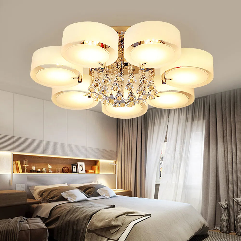Arisha Flush Mount Ceiling Light Glass White Modern Round Hallway - Lamp Copper