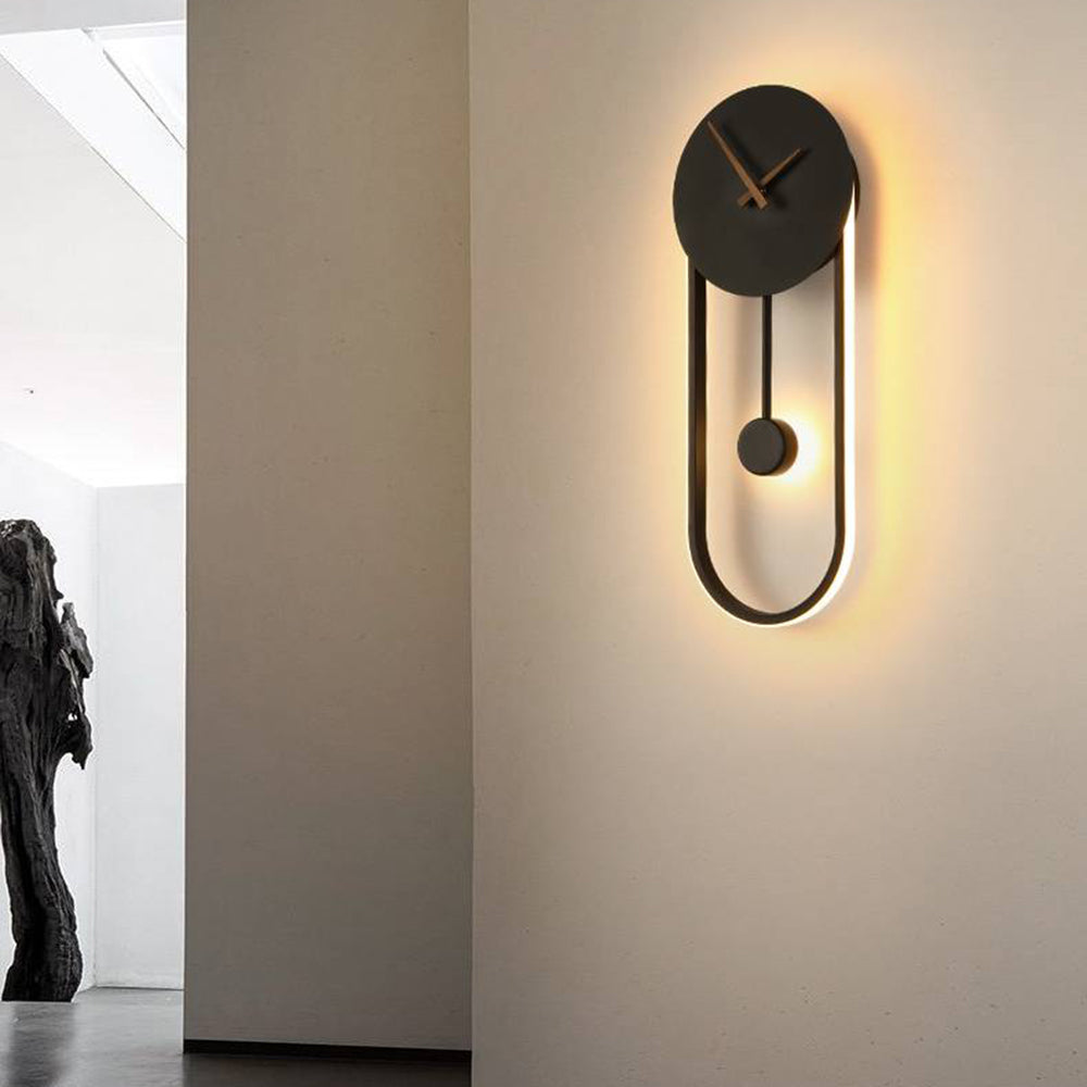 Arisha Nordic Clock Wall Lamp, Gold & Black - Lamp Copper