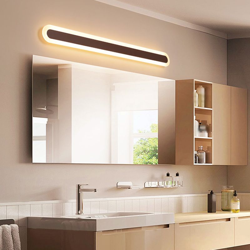 Arisha Modern Linear Vanity Wall Lamp, White/Brown, Bathroom - Lamp Copper