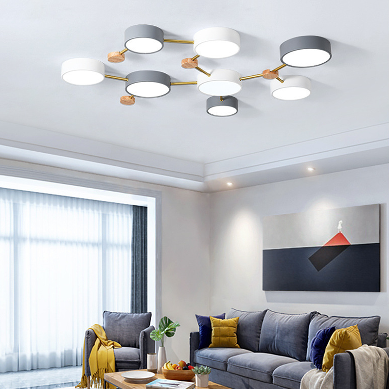 Arisha Modern LED Ceiling Light Acrylic Log Living Room Bedroom White Grey - Lamp Copper