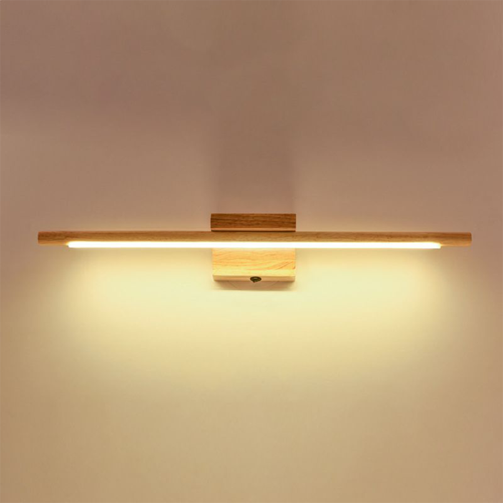 Muto Nature Wood Linear Mirror Front Vanity Wall Lamp - Lamp Copper