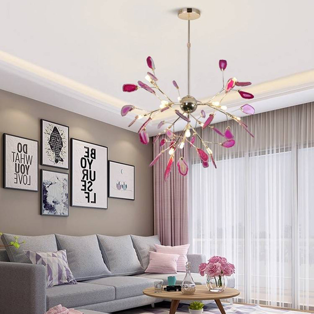 Arisha Flower Branch Semi-flush Mount Ceiling Light, 4 Colour - Lamp Copper