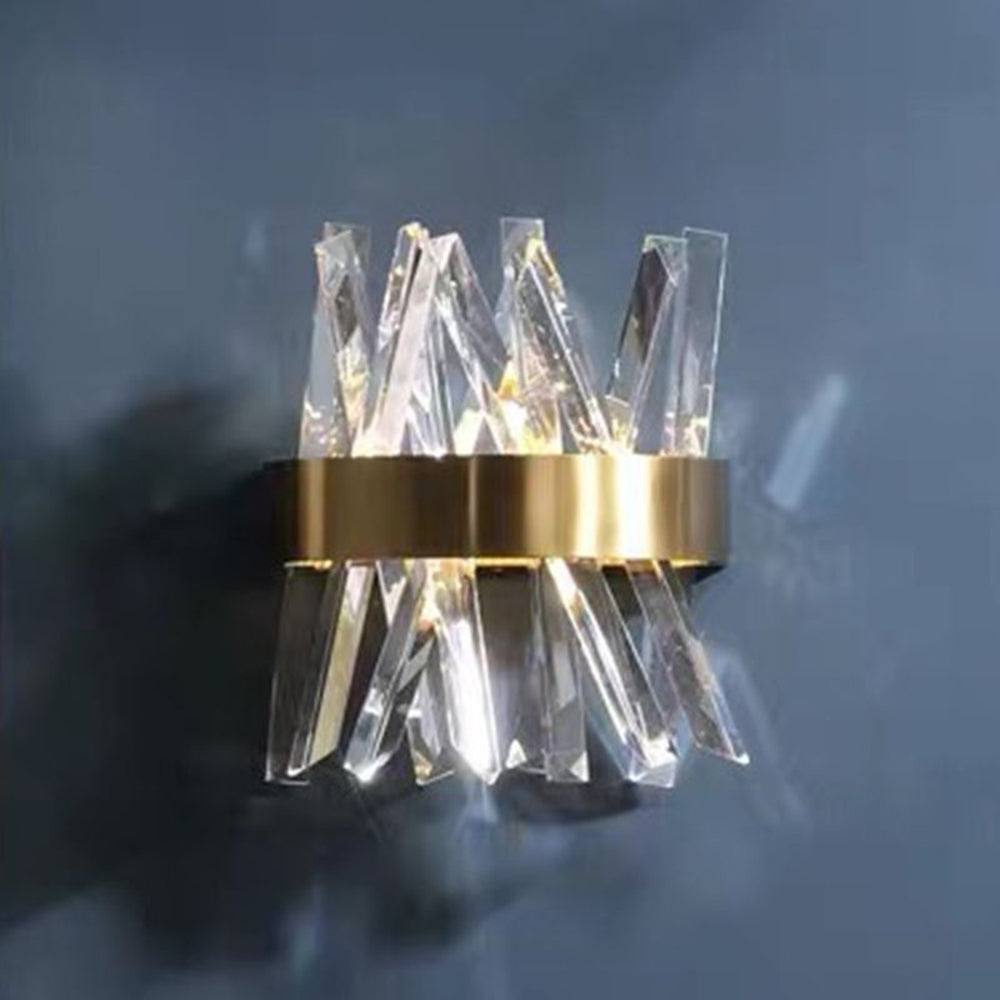 Kristy Decorative Geometric Crystal/Metal Wall Lamp, Gold - Lamp Copper