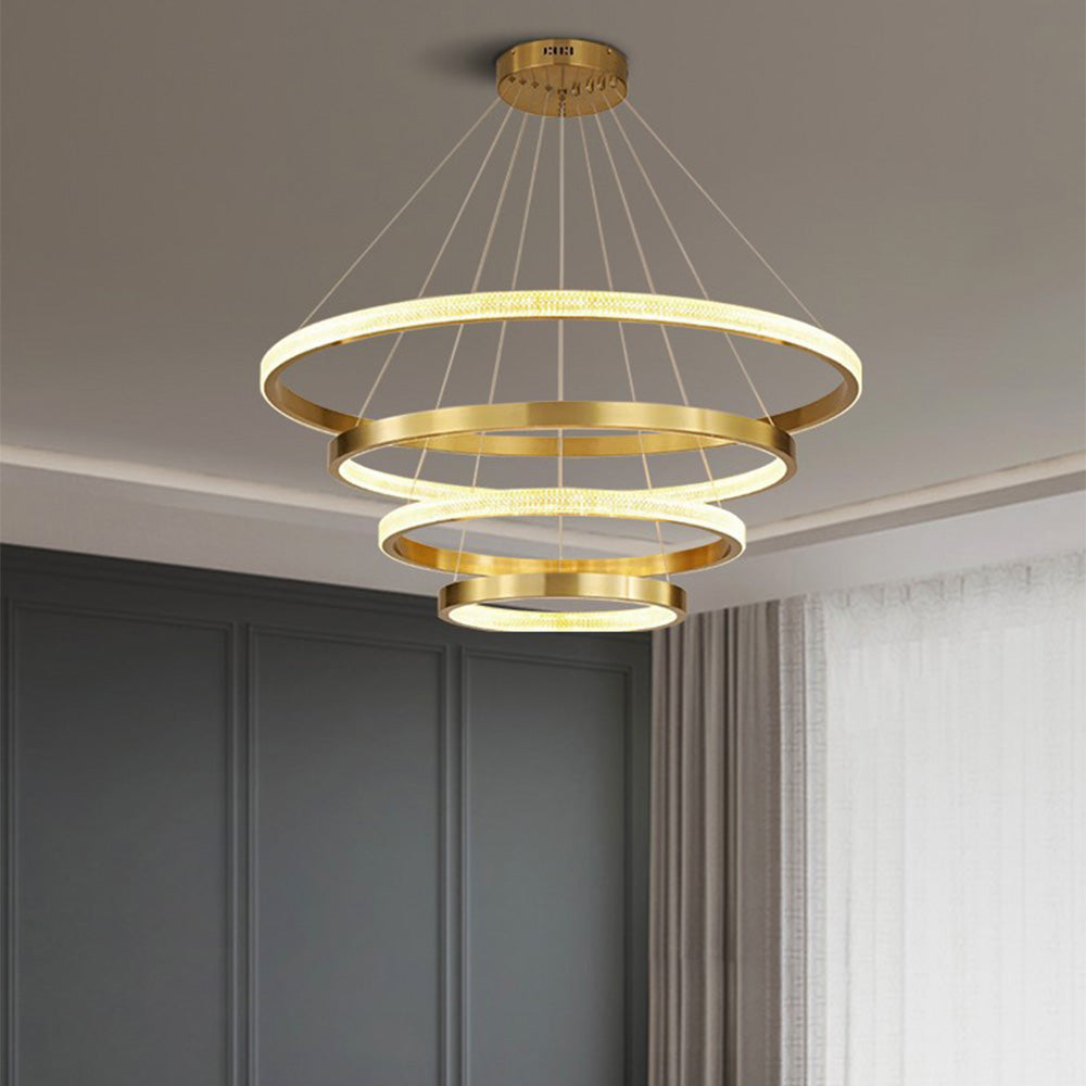 Kristy Modern Ring Metal/Arcylic LED Pendant Light, Black/Gold - Lamp Copper