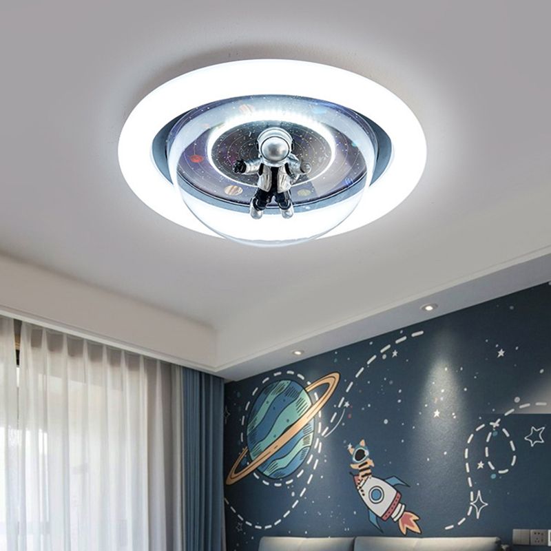 Aria Cosmic Astronaut & Galaxy Motif Flush Mount Ceiling Light - Lamp Copper