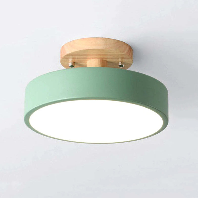 Orya Round LED Flush Mount Ceiling Light Modern Wood Colorful - Lamp Copper