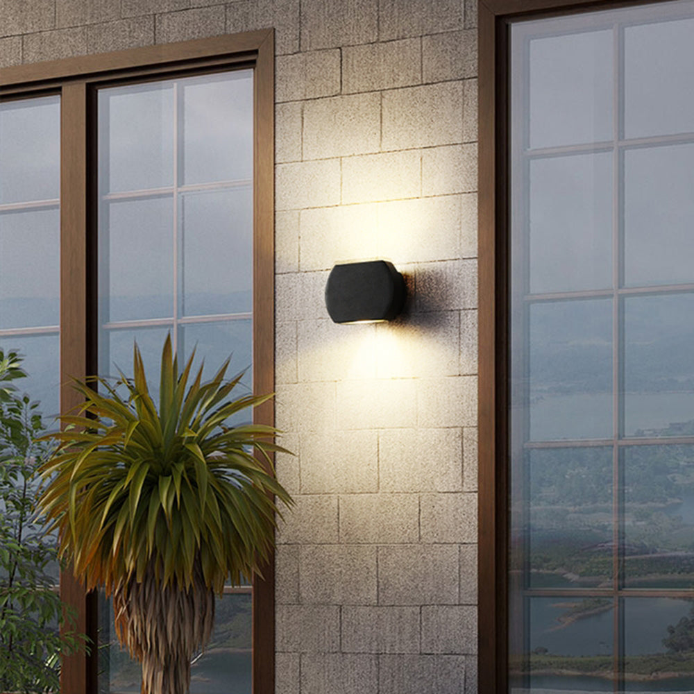 Ray Minimalist Geometric Metal Outdoor Wall Lamp, Black/Grey - Lamp Copper