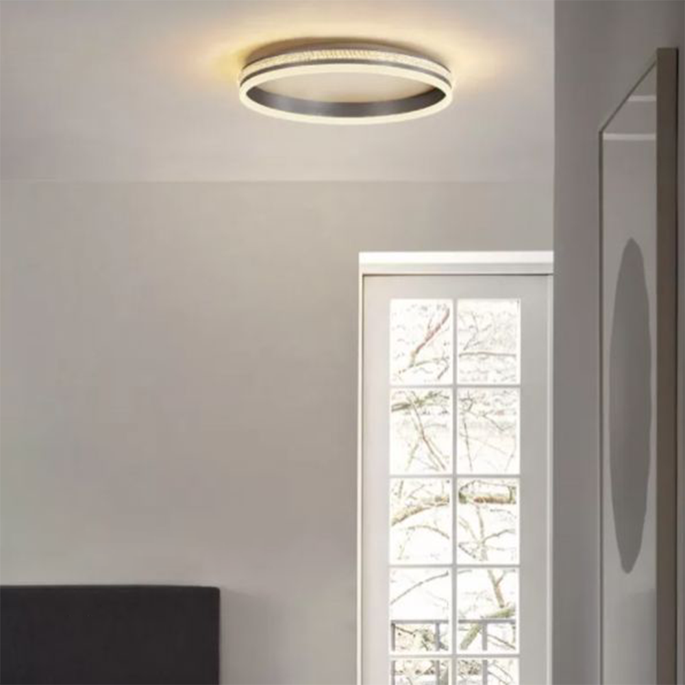 Arisha Modern Ring Metal/Acrylic Flush Mount Ceiling Lights, Silver - Lamp Copper