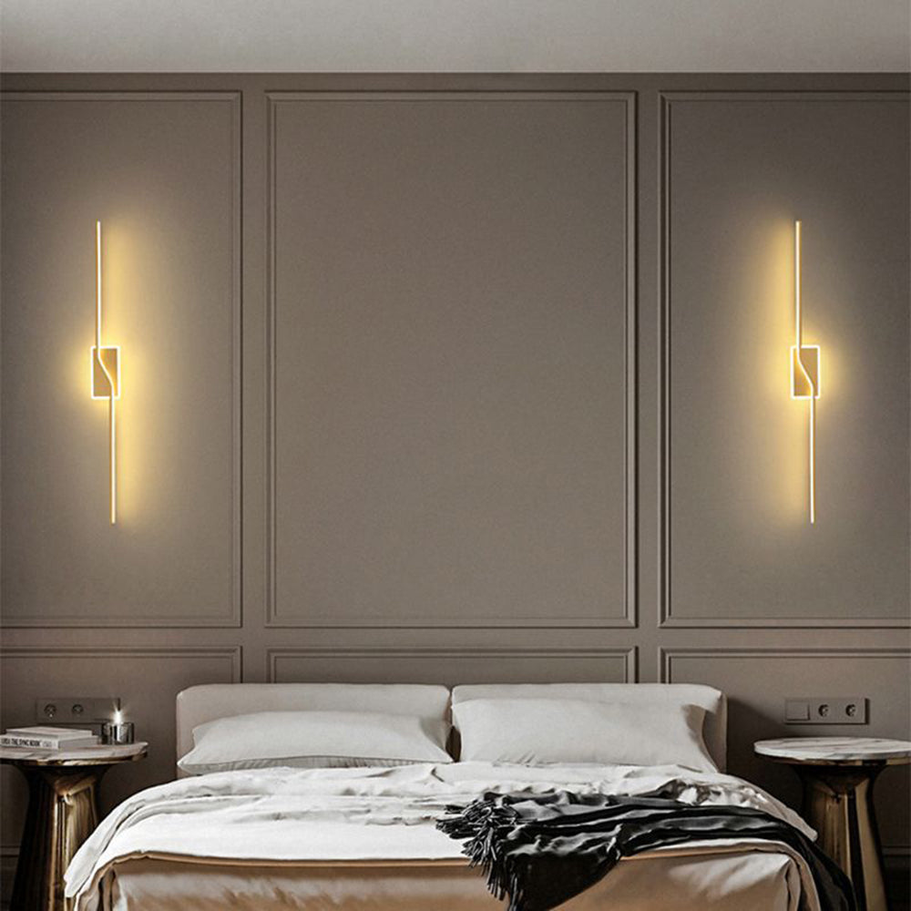 Arisha Luxury Curved Linear Metal Wall Lamp, Gold - Lamp Copper