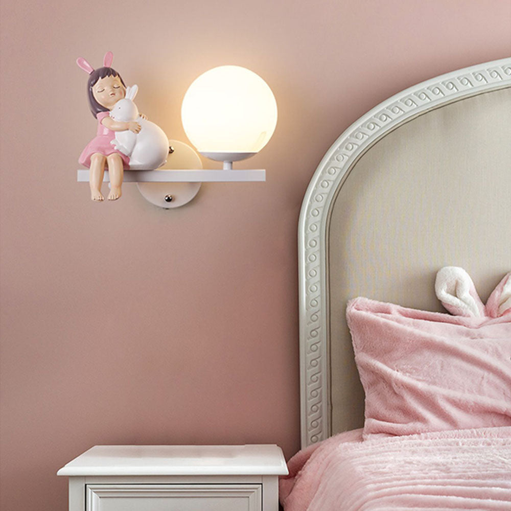 Aria Modern Metal/Glass Wall lamp, White & Pink - Lamp Copper