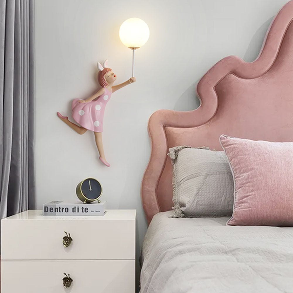 Arisha Modern Balloon/Girl Shape Acrylic Pink Wall Lamp - Lamp Copper