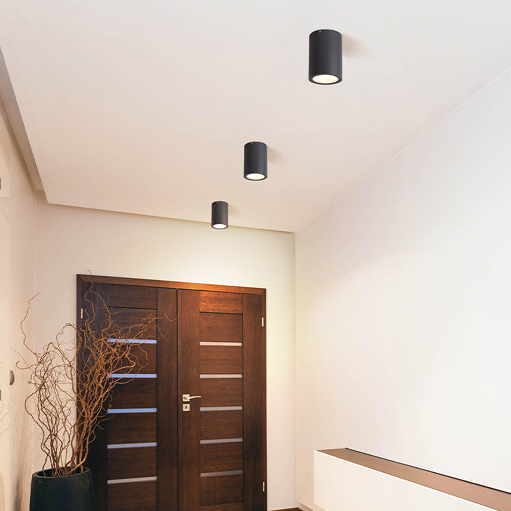 Ray Modern Black Cylindrical Flush Mount Ceiling Light Spotlight - Lamp Copper
