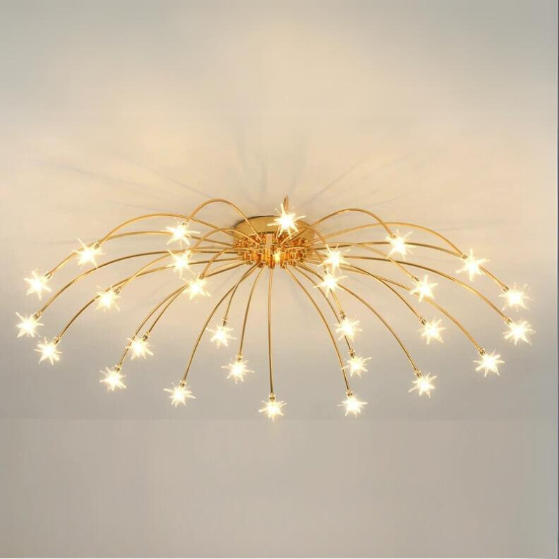 Arisha Art Deco Starry Flush Mount Ceiling Light - Lamp Copper