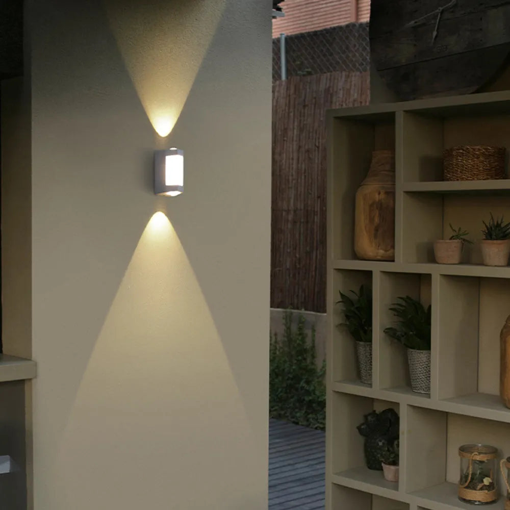 Marve Nordic Up Down Acrylic Outdoor Wall Lamp, White/Black - Lamp Copper