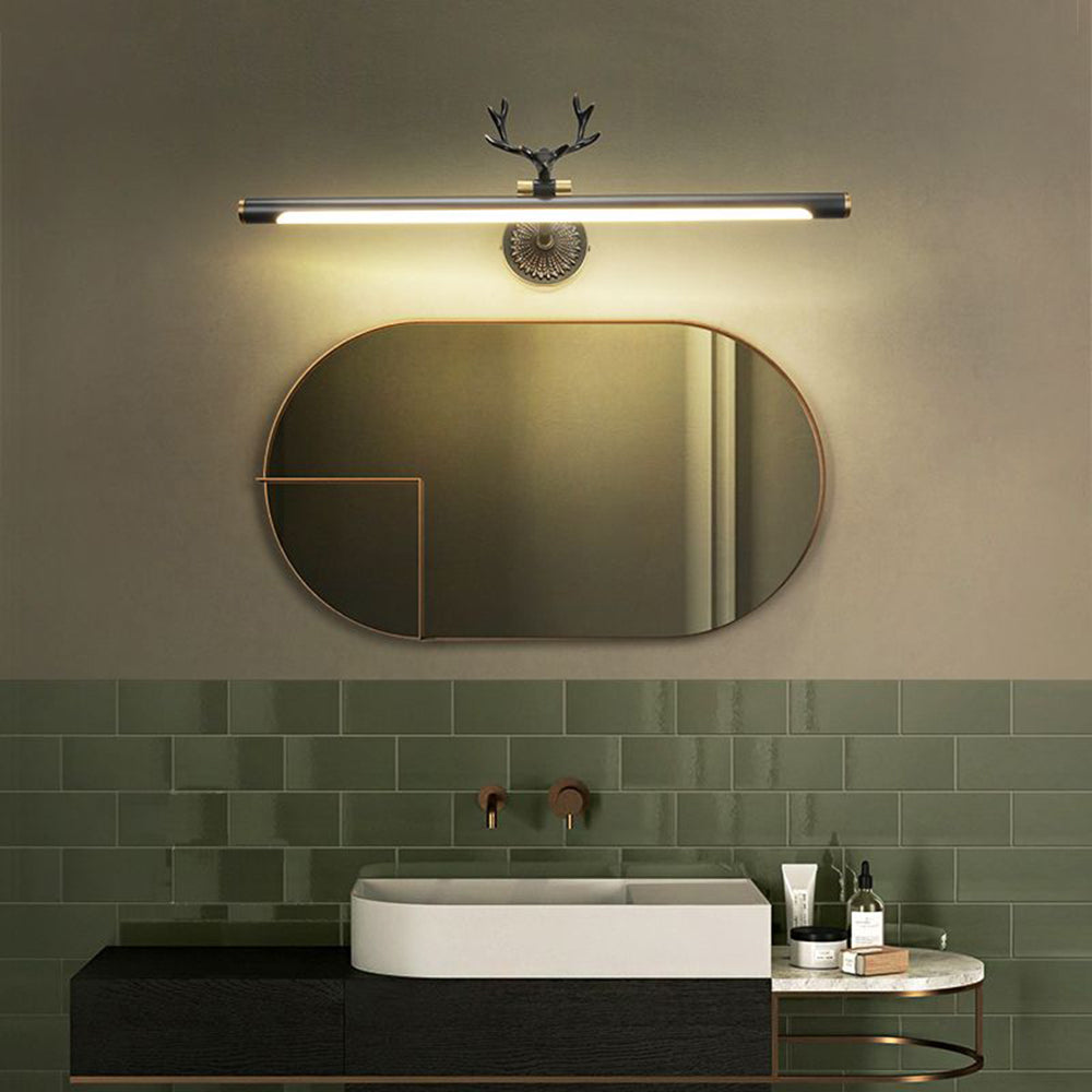 Arisha Modern Staghorn Shaped Vanity Mirror Front Wall Lamp, Black/Brass - Lamp Copper