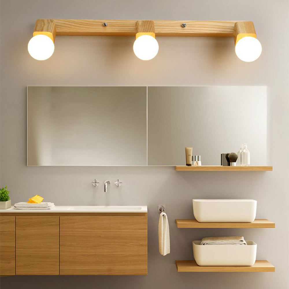 Muto Modern Square Globe Metal/Wood Wall Lamp, Vanity Light - Lamp Copper