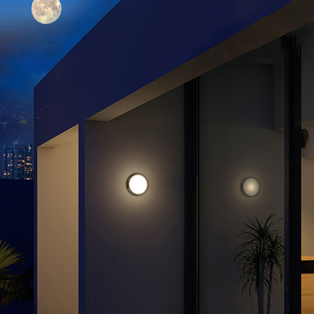 Ray Modern Round Metal/Acrylic Outdoor Waterproof Wall Lamp, Black - Lamp Copper