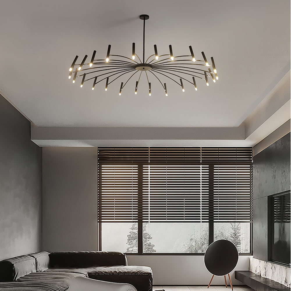 Arisha Modern Blown Linear Metal Multi-heads Chandelier - Lamp Copper